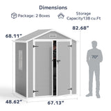 Asofer 6' x 4' Plastic Outdoor Storage Shed Clearance, Resin Tool Shed 135 SQ ft for Patio and Gareden, Gray