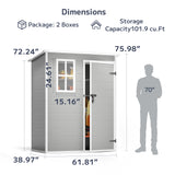 Asofer 5x3 FT Resin Shed with Floor – Outdoor Storage Shed for Garden, Patio & Backyard – All-Weather, UV-Resistant Plastic Tool Shed with Ventilated Window & Lockable Door, Gray