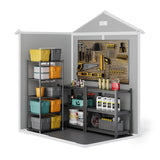 Asofer 6' x 4' Resin Outdoor Storage Shed, Plastic Garden Tool shed with Lockable Door for Backyard, Patio, Lawn, Grey