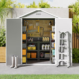 Asofer 6' x 4' Plastic Outdoor Storage Shed Clearance, Resin Tool Shed 135 SQ ft for Patio and Gareden, Gray