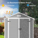 Asofer 6x4ft Resin Storage Shed, Plastic Outdoor Shed with Floor, Side Window, Lockable Door for Backyard, Garden, Patio, Gray