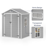Asofer 6x4ft Resin Storage Shed, Plastic Outdoor Shed with Floor, Side Window, Lockable Door for Backyard, Garden, Patio, Gray