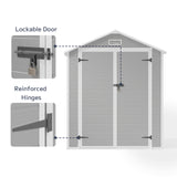 Asofer 6' x 4' Plastic Outdoor Storage Shed Clearance, Resin Tool Shed 135 SQ ft for Patio and Gareden, Gray