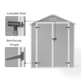 Asofer 6' x 4' Resin Outdoor Storage Shed, Plastic Garden Tool shed with Lockable Door for Backyard, Patio, Lawn, Grey