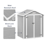 Asofer 6x4ft Resin Storage Shed, Plastic Outdoor Shed with Floor, Side Window, Lockable Door for Backyard, Garden, Patio, Gray