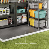 Asofer 6x4ft Resin Storage Shed, Plastic Outdoor Shed with Floor, Side Window, Lockable Door for Backyard, Garden, Patio, Gray