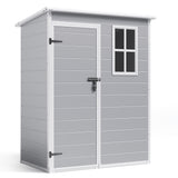 Asofer 5x3 FT Outdoor Storage Shed, Multipurpose Resin Shed with Floor Lockable Door for Garden, Backyard, Gray