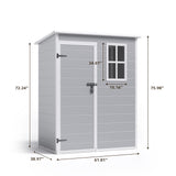 Asofer 5x3 FT Outdoor Storage Shed, Multipurpose Resin Shed with Floor Lockable Door for Garden, Backyard, Gray