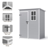 Asofer 5x3 FT Outdoor Storage Shed, Multipurpose Resin Shed with Floor Lockable Door for Garden, Backyard, Gray