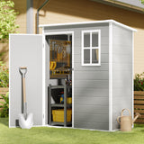 Asofer 5x3 FT Resin Shed with Floor – Outdoor Storage Shed for Garden, Patio & Backyard – All-Weather, UV-Resistant Plastic Tool Shed with Ventilated Window & Lockable Door, Gray