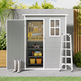 Asofer 5x3 FT Resin Shed with Floor – Outdoor Storage Shed for Garden, Patio & Backyard – All-Weather, UV-Resistant Plastic Tool Shed with Ventilated Window & Lockable Door, Gray