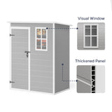 Asofer 5x3 FT Outdoor Storage Shed, Multipurpose Resin Shed with Floor Lockable Door for Garden, Backyard, Gray