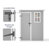 Asofer 5x3 FT Outdoor Storage Shed, Multipurpose Resin Shed with Floor Lockable Door for Garden, Backyard, Gray