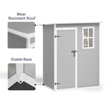 Asofer 5x3 FT Outdoor Storage Shed, Multipurpose Resin Shed with Floor Lockable Door for Garden, Backyard, Gray