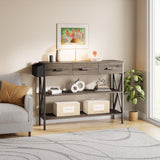 Asofer 47" Console Table With 3 Drawers And Storage Shelves, Sofa Entryway Table For Living Room