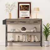 Asofer 47" Console Table With 3 Drawers And Storage Shelves, Sofa Entryway Table For Living Room