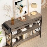 Asofer 47" Console Table With 3 Drawers And Storage Shelves, Sofa Entryway Table For Living Room