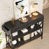 Asofer 47" Console Table With 3 Drawers And Storage Shelves, Sofa Entryway Table For Living Room