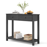 Console Table with 2 Drawers, Asofer 39" Modern Sofa Table, Narrow Wood Entryway Table with Open Storage for Living Room, Foyer, Black