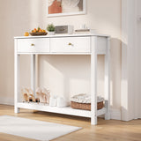 Asofer 39" Console Table with 2 Drawers, Modern Sofa Table, Narrow Wood Entryway Table for Living Room, Foyer, White