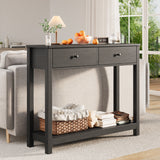 Console Table with 2 Drawers, Asofer 39" Modern Sofa Table, Narrow Wood Entryway Table with Open Storage for Living Room, Foyer, Black