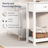 Asofer 39" Console Table with 2 Drawers, Modern Sofa Table, Narrow Wood Entryway Table for Living Room, Foyer, White
