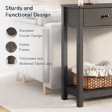 sofer 39" Console Table with 2 Drawers & Outlets and USB Ports, Modern Sofa Table, Narrow Wood Entryway Table for Living Room, Foyer, Black