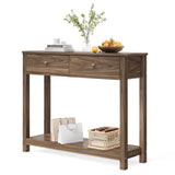 Console Table with 2 Drawers, Asofer 39" Modern Sofa Table, Narrow Wood Entryway Table with Open Storage for Living Room, Foyer, Retro