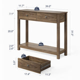 Console Table with 2 Drawers, Asofer 39" Modern Sofa Table, Narrow Wood Entryway Table with Open Storage for Living Room, Foyer, Retro
