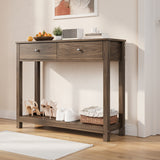 Console Table with 2 Drawers, Asofer 39" Modern Sofa Table, Narrow Wood Entryway Table with Open Storage for Living Room, Foyer, Retro