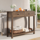 Console Table with 2 Drawers, Asofer 39" Modern Sofa Table, Narrow Wood Entryway Table with Open Storage for Living Room, Foyer, Retro
