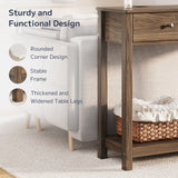 Console Table with 2 Drawers, Asofer 39" Modern Sofa Table, Narrow Wood Entryway Table with Open Storage for Living Room, Foyer, Retro