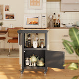 Asofer Rolling Kitchen Island Cart with Storage and Drawer, Small Coffee Cart, Microwave stand on Wheels, Black