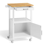 Asofer Rolling Kitchen Island Cart with Storage and Drawer, Small Coffee Cart, Microwave stand on Wheels, White