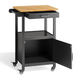 Asofer Rolling Kitchen Island Cart with Storage and Drawer, Small Coffee Cart, Microwave stand on Wheels, Black