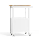 Asofer Rolling Kitchen Island Cart with Storage and Drawer, Small Coffee Cart, Microwave stand on Wheels, White