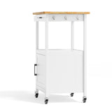 Asofer Rolling Kitchen Island Cart with Storage and Drawer, Small Coffee Cart, Microwave stand on Wheels, White