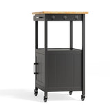 Asofer Rolling Kitchen Island Cart with Storage and Drawer, Small Coffee Cart, Microwave stand on Wheels, Black