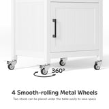 Asofer Rolling Kitchen Island Cart with Storage and Drawer, Small Coffee Cart, Microwave stand on Wheels, White