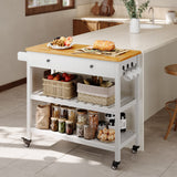 Asofer Kitchen Island Cart with 2-Level Open Storage Shelves, 2 Drawer, for Dining Room, bar