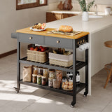 Asofer Kitchen Island Cart with 2-Level Open Storage Shelves, 2 Drawer, for Dining Room, bar