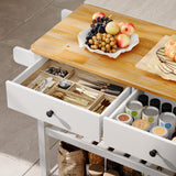 Asofer Kitchen Island Cart with 2-Level Open Storage Shelves, 2 Drawer, for Dining Room, bar