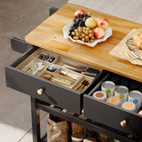 Asofer Kitchen Island Cart with 2-Level Open Storage Shelves, 2 Drawer, for Dining Room, bar