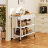 Asofer Kitchen Island Cart with 2-Level Open Storage Shelves, 2 Drawer, for Dining Room, bar