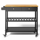 Asofer Kitchen Island Cart with 2-Level Open Storage Shelves, 2 Drawer, for Dining Room, bar