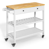 Asofer Kitchen Island Cart with 2-Level Open Storage Shelves, 2 Drawer, for Dining Room, bar