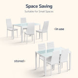 Asofer 5 Piece Dining Table Sets For 4, Glass Kitchen Table, PU Leather Chair, Dining Room, Whit