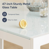 Asofer 5 Piece Dining Table Sets For 4, Glass Kitchen Table, PU Leather Chair, Dining Room, Whit