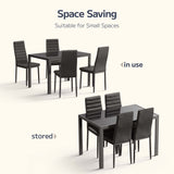 Asofer Modern Dining Table Set for 4, Glass Kitchen Table with PU Leather Upholstered Chairs, Heavy Duty Dinette Set for Dining Room, Black