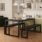 Asofer 3 Piece Dining Room Table Set, Black Bench Table Set, Kitchen Table Set for Corner Breakfast Nook